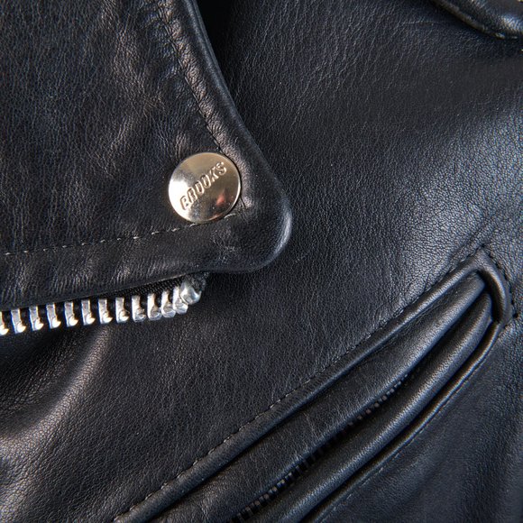 Brooks Black Leather Brando Motorcycle Jacket SIze 40 Made in USA Talon … - Picture 9 of 16